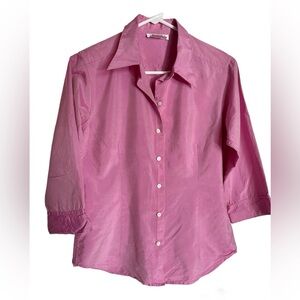 TRACY M. Pink Silk 100% Women’s Blouse3/4 sleeves Sz M